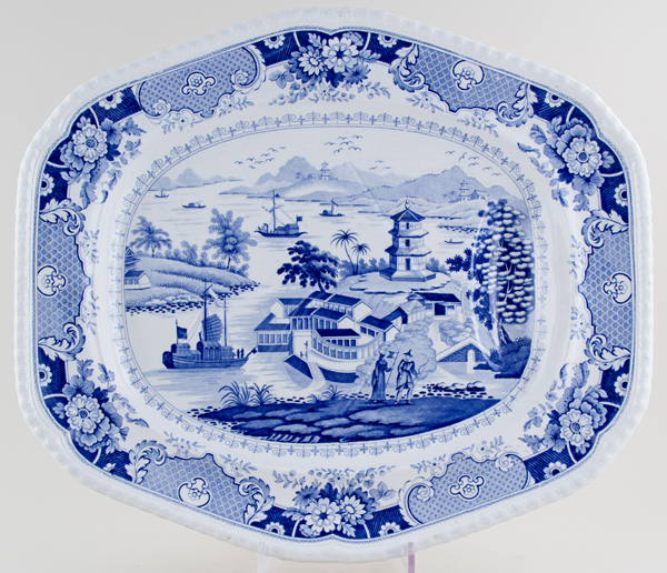 Meat Dish or Platter with Tree and Well c1820